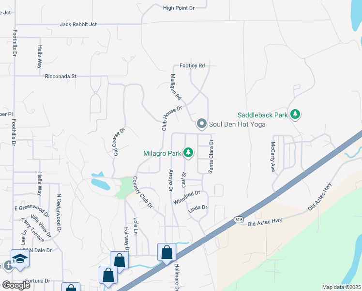 map of restaurants, bars, coffee shops, grocery stores, and more near 6108 Arroyo Drive in Farmington
