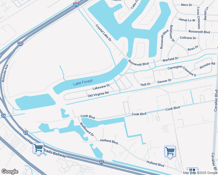 map of restaurants, bars, coffee shops, grocery stores, and more near 1204 Daytona Drive in Chesapeake