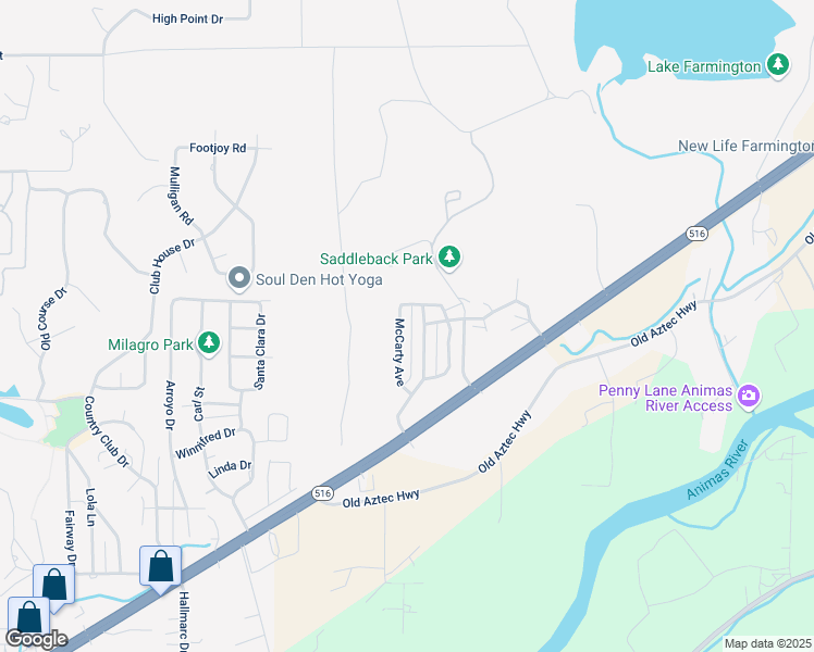 map of restaurants, bars, coffee shops, grocery stores, and more near 6103 McKinsey Street in Farmington