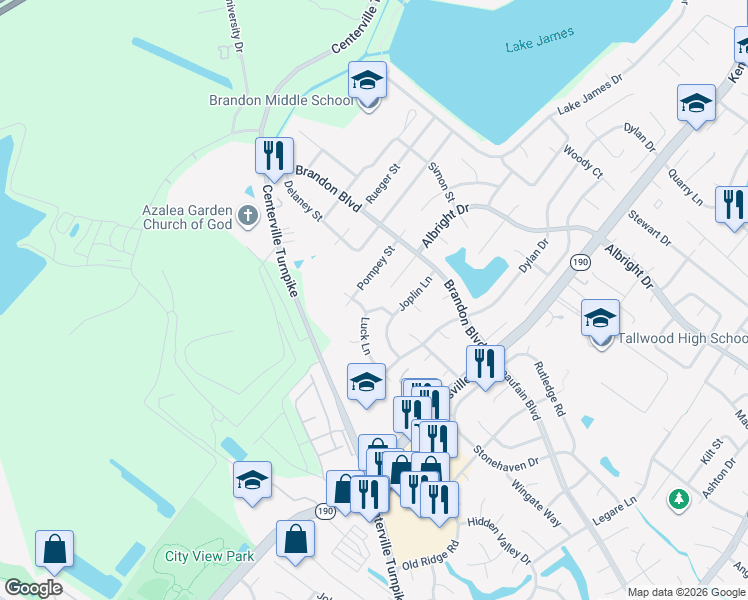 map of restaurants, bars, coffee shops, grocery stores, and more near 5749 Luck Lane in Virginia Beach
