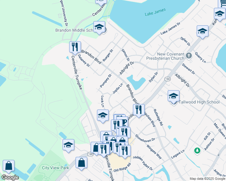 map of restaurants, bars, coffee shops, grocery stores, and more near 1744 Joplin Lane in Virginia Beach