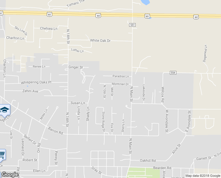 map of restaurants, bars, coffee shops, grocery stores, and more near 2737 Mill Street in Poplar Bluff