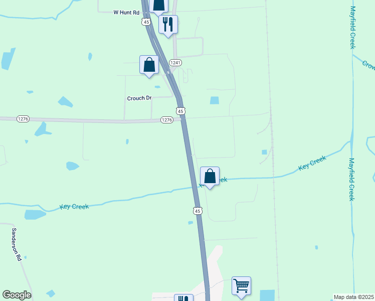 map of restaurants, bars, coffee shops, grocery stores, and more near 3179 U.S. 45 in Mayfield