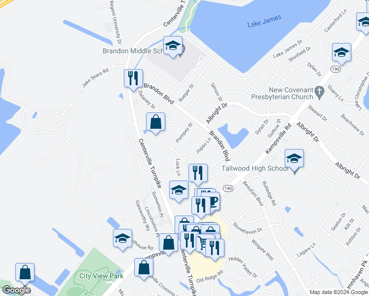map of restaurants, bars, coffee shops, grocery stores, and more near 5716 Pollard Place in Virginia Beach