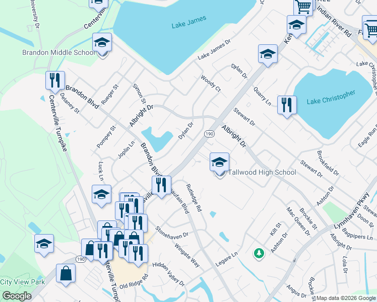 map of restaurants, bars, coffee shops, grocery stores, and more near 1684 Guthrie Street in Virginia Beach