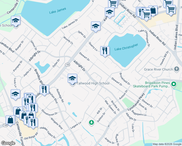 map of restaurants, bars, coffee shops, grocery stores, and more near 5400 Peggy Circle in Virginia Beach