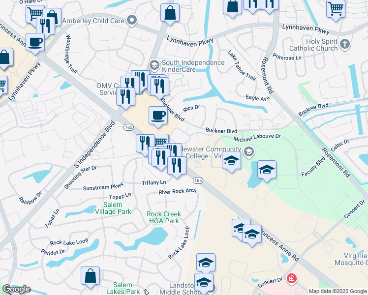 map of restaurants, bars, coffee shops, grocery stores, and more near 3833 Lasalle Drive in Virginia Beach