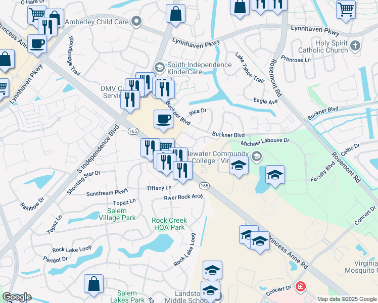 map of restaurants, bars, coffee shops, grocery stores, and more near 3833 Lasalle Drive in Virginia Beach