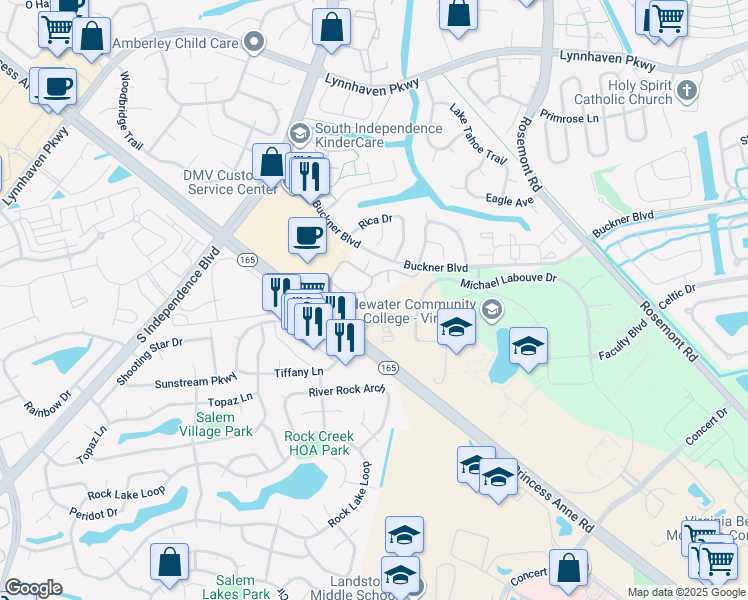 map of restaurants, bars, coffee shops, grocery stores, and more near 3829 Lasalle Drive in Virginia Beach