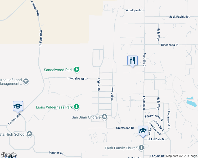 map of restaurants, bars, coffee shops, grocery stores, and more near English Dr in Farmington