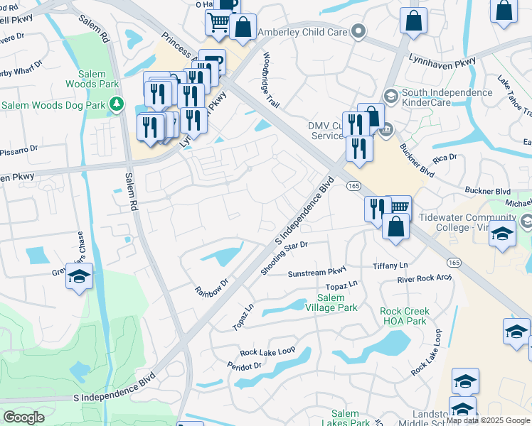 map of restaurants, bars, coffee shops, grocery stores, and more near 1708 Rainbow Drive in Virginia Beach