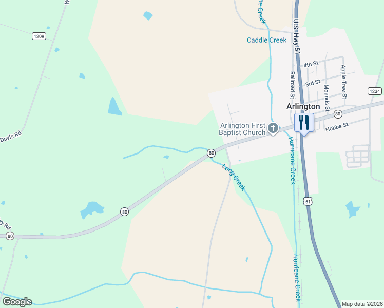 map of restaurants, bars, coffee shops, grocery stores, and more near 1011 Kentucky 80 in Arlington