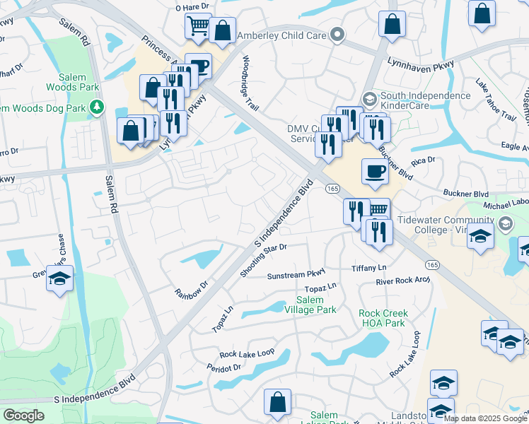 map of restaurants, bars, coffee shops, grocery stores, and more near 1708 Rainbow Drive in Virginia Beach