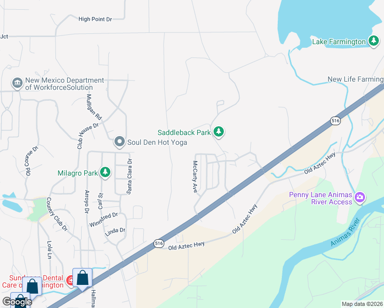 map of restaurants, bars, coffee shops, grocery stores, and more near 6205 McCarty Ave in Farmington