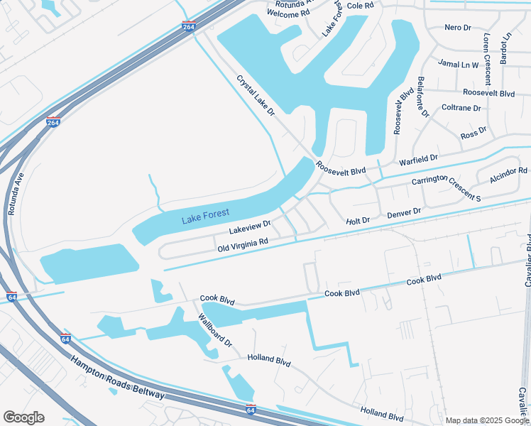map of restaurants, bars, coffee shops, grocery stores, and more near 4000 Lakeview Drive in Chesapeake