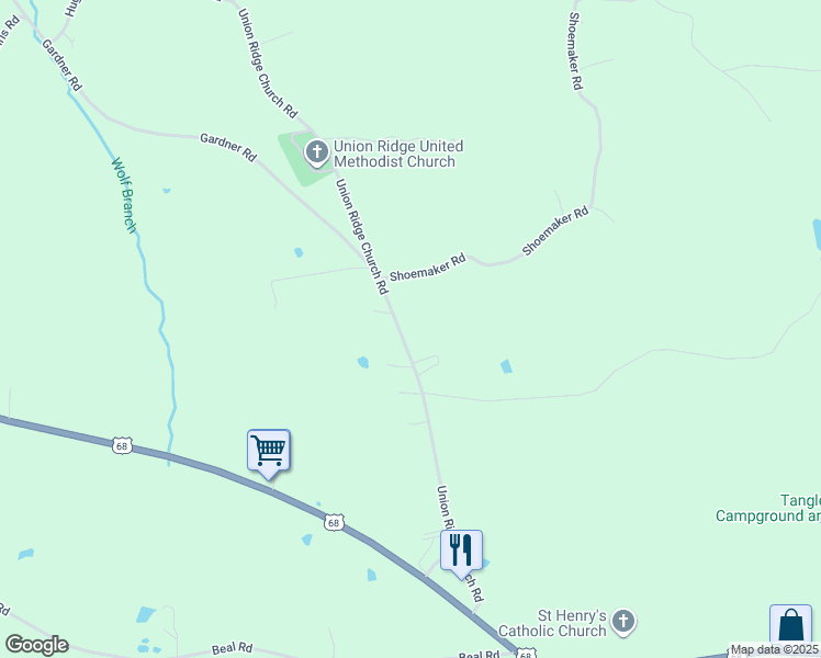 map of restaurants, bars, coffee shops, grocery stores, and more near 548-552 Union Ridge Church Road in Benton