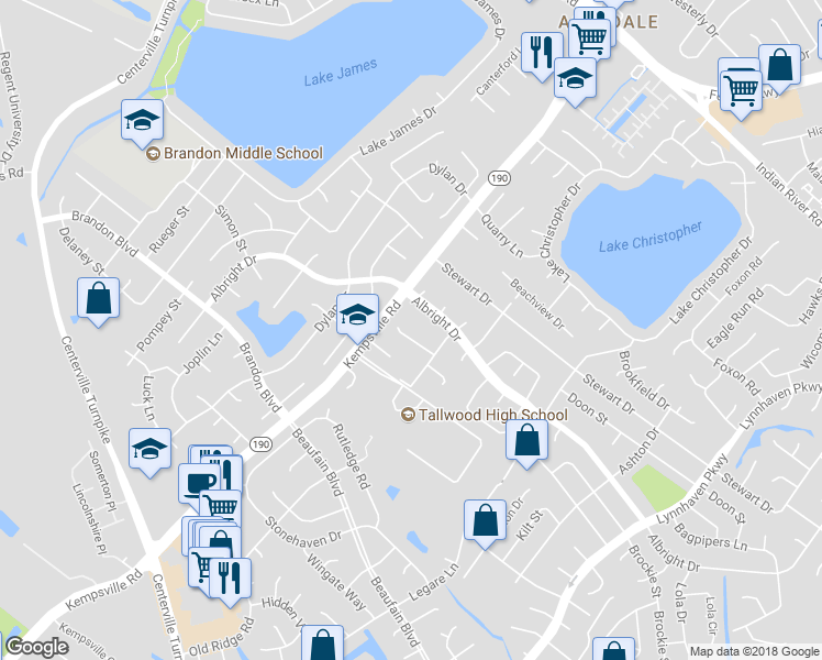 map of restaurants, bars, coffee shops, grocery stores, and more near 1657 Mac Gregory Street in Virginia Beach