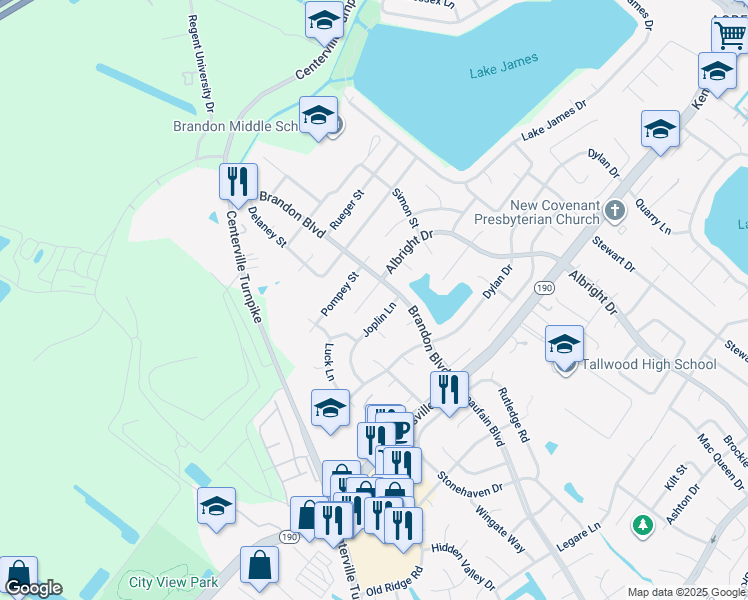 map of restaurants, bars, coffee shops, grocery stores, and more near 5767 Albright Drive in Virginia Beach