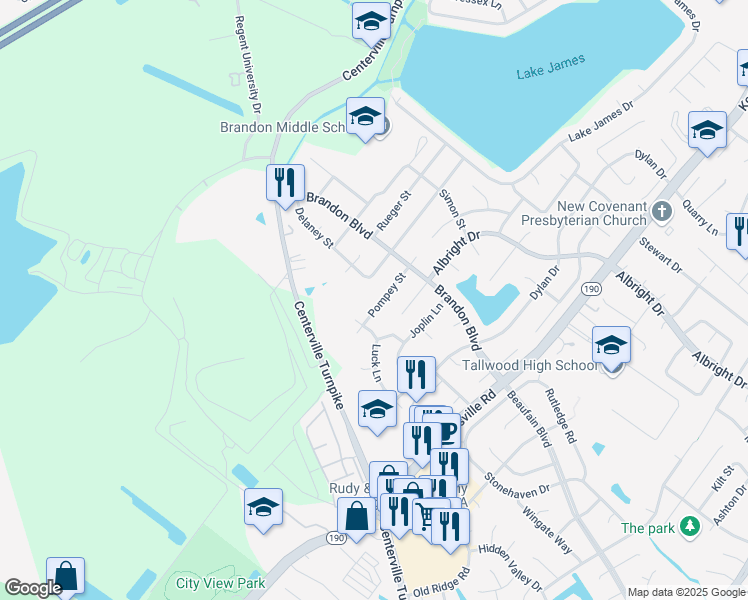 map of restaurants, bars, coffee shops, grocery stores, and more near 1739 Pompey Street in Virginia Beach