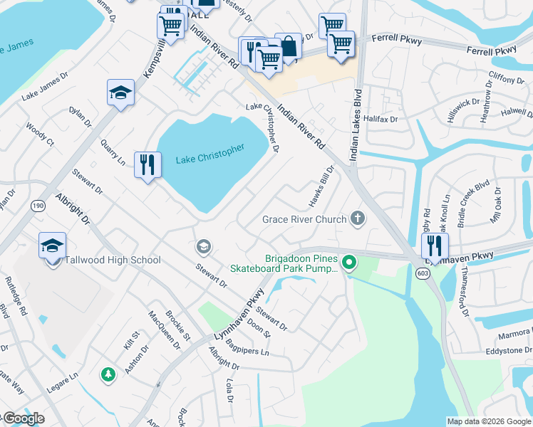 map of restaurants, bars, coffee shops, grocery stores, and more near 5188 Eagle Run Road in Virginia Beach