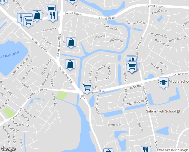 map of restaurants, bars, coffee shops, grocery stores, and more near 1529 Bridle Creek Boulevard in Virginia Beach