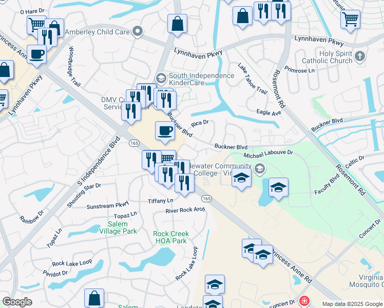 map of restaurants, bars, coffee shops, grocery stores, and more near 3856 Lasalle Drive in Virginia Beach