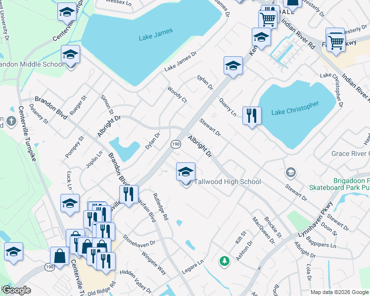 map of restaurants, bars, coffee shops, grocery stores, and more near 1657 Mac Gregory Street in Virginia Beach