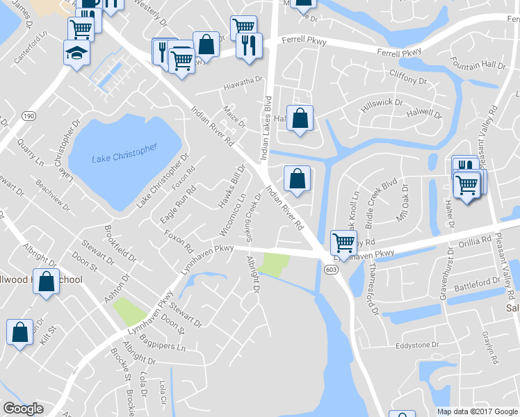 map of restaurants, bars, coffee shops, grocery stores, and more near 5204 Sinking Creek Court in Virginia Beach