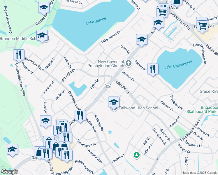 map of restaurants, bars, coffee shops, grocery stores, and more near 1673 Macgregory Street in Virginia Beach