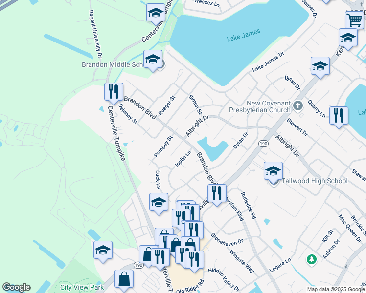 map of restaurants, bars, coffee shops, grocery stores, and more near 1715 Joplin Lane in Virginia Beach
