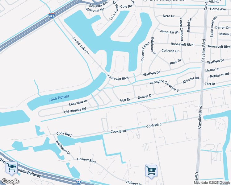 map of restaurants, bars, coffee shops, grocery stores, and more near 1428 Holt Drive in Portsmouth