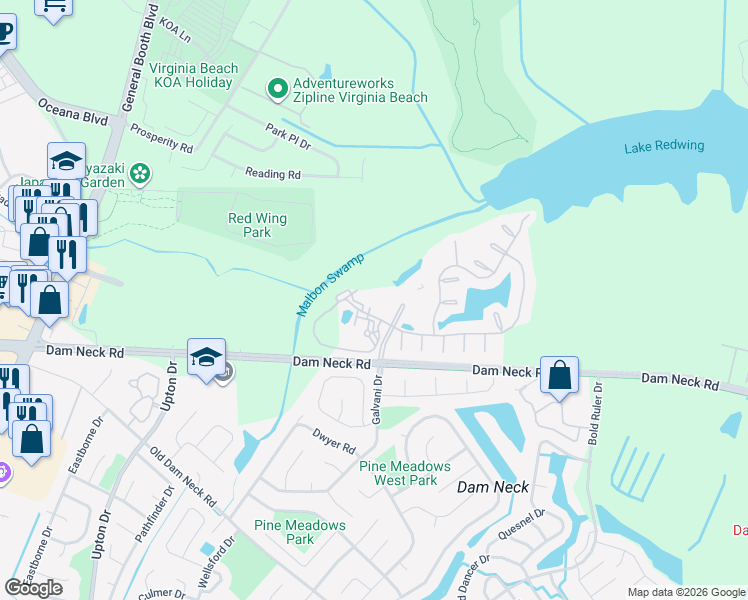 map of restaurants, bars, coffee shops, grocery stores, and more near 985 Fleet Drive in Virginia Beach
