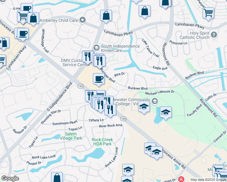 map of restaurants, bars, coffee shops, grocery stores, and more near 3856 Lasalle Drive in Virginia Beach