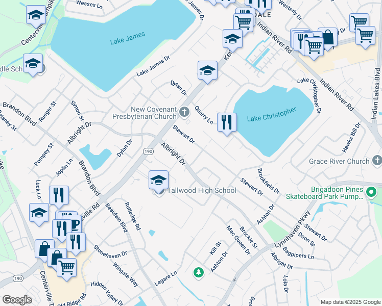 map of restaurants, bars, coffee shops, grocery stores, and more near 1605 Ridge Road in Virginia Beach