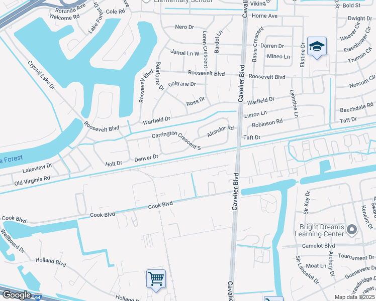 map of restaurants, bars, coffee shops, grocery stores, and more near 1203 Alcindor Road in Portsmouth