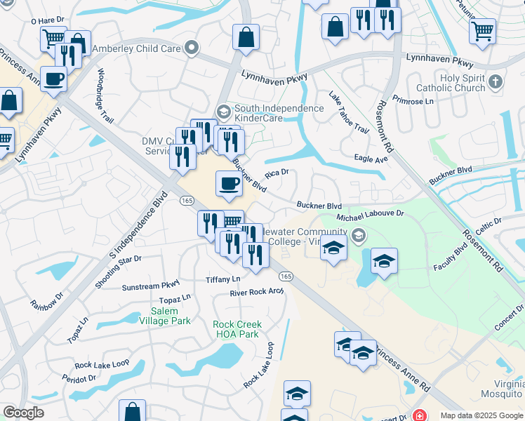 map of restaurants, bars, coffee shops, grocery stores, and more near 3856 Lasalle Drive in Virginia Beach