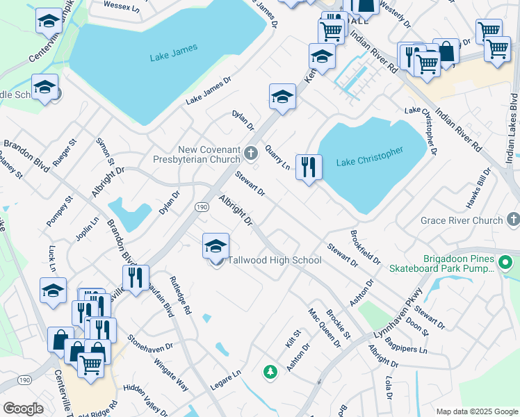 map of restaurants, bars, coffee shops, grocery stores, and more near 1605 Ridge Road in Virginia Beach