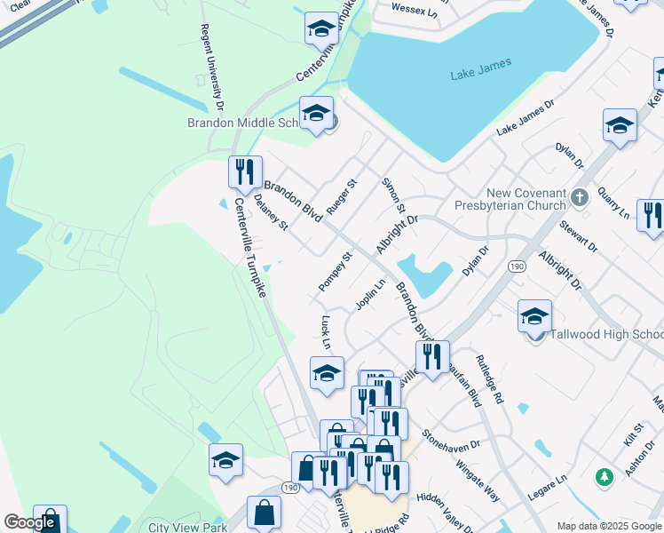 map of restaurants, bars, coffee shops, grocery stores, and more near 1739 Pompey Street in Virginia Beach