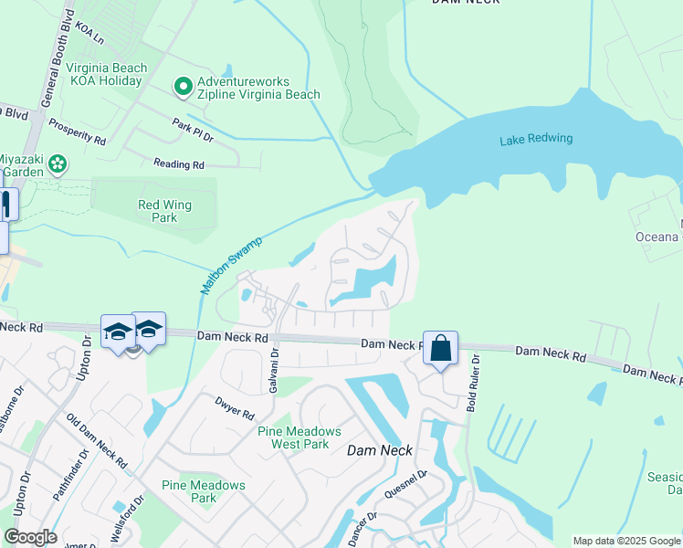map of restaurants, bars, coffee shops, grocery stores, and more near 717 Taranto Court in Virginia Beach