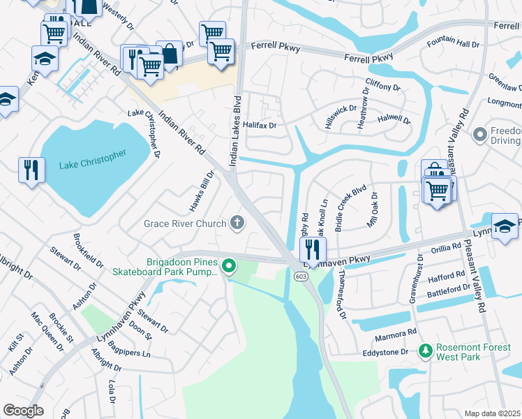 map of restaurants, bars, coffee shops, grocery stores, and more near 5230 Stockton Drive in Virginia Beach