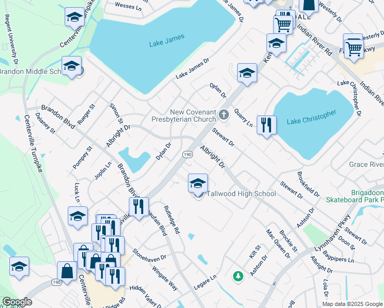 map of restaurants, bars, coffee shops, grocery stores, and more near 1657 Mac Gregory Street in Virginia Beach
