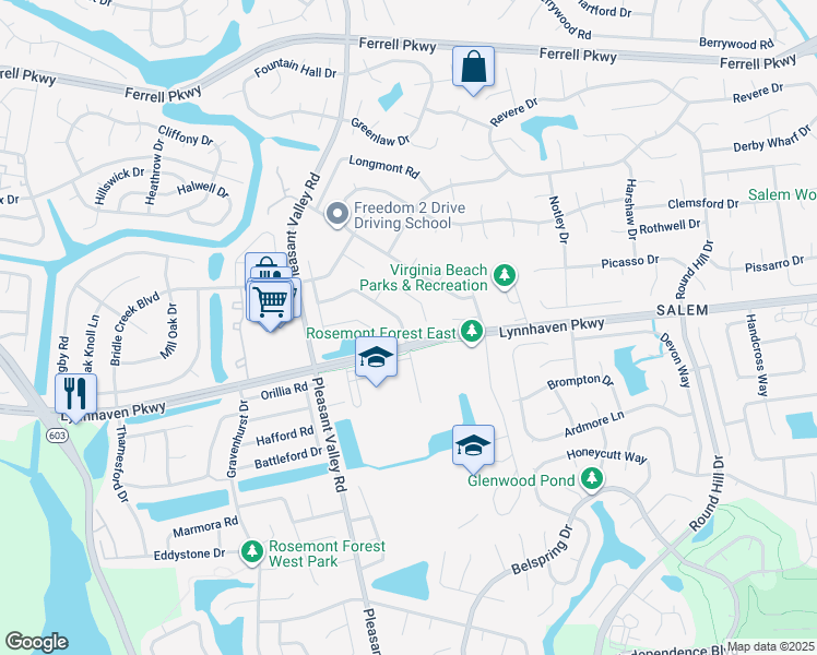 map of restaurants, bars, coffee shops, grocery stores, and more near in Virginia Beach