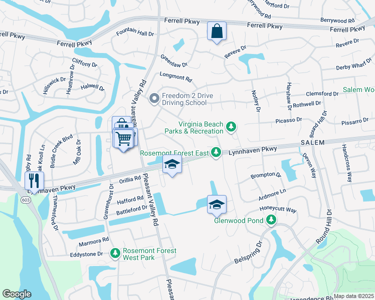 map of restaurants, bars, coffee shops, grocery stores, and more near in Virginia Beach