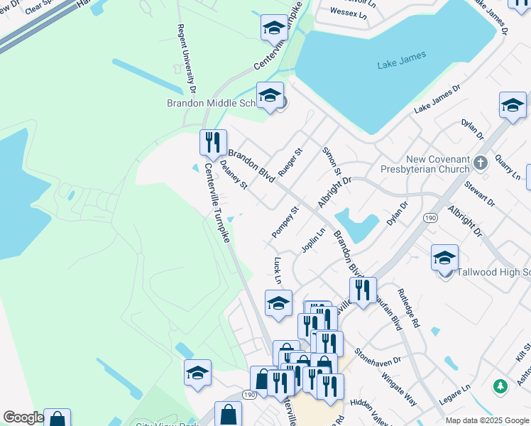 map of restaurants, bars, coffee shops, grocery stores, and more near 1739 Pompey Street in Virginia Beach