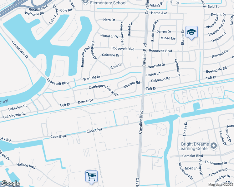 map of restaurants, bars, coffee shops, grocery stores, and more near 1203 Alcindor Road in Portsmouth