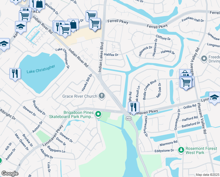 map of restaurants, bars, coffee shops, grocery stores, and more near 5239 Westhaven Crescent in Virginia Beach