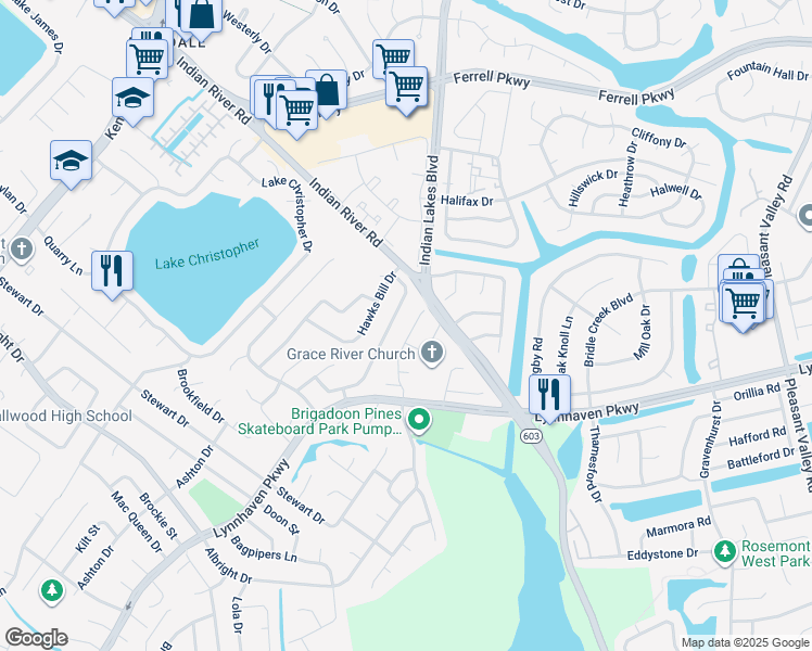 map of restaurants, bars, coffee shops, grocery stores, and more near 1621 Sinking Creek Drive in Virginia Beach