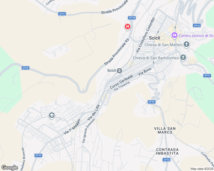 map of restaurants, bars, coffee shops, grocery stores, and more near 41 Viale I Maggio in Scicli