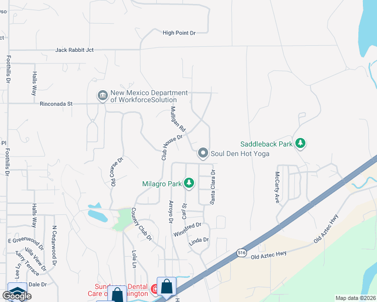 map of restaurants, bars, coffee shops, grocery stores, and more near 6708 Pecos Street in Farmington