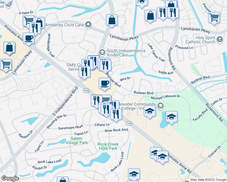 map of restaurants, bars, coffee shops, grocery stores, and more near 3832 Lasalle Drive in Virginia Beach